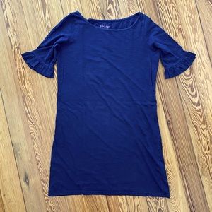 Lilly Pulitzer Navy Pima Somerset Dress Ruffle Sleeves Small S